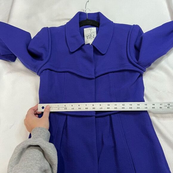 Tibi Purple Wool Snap Button Dress Pea‎ Coat Sz 6 - Picture 4 of 11